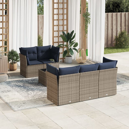 Set Divani da Giardino 6 pz con Cuscini Grigio in Polyrattan