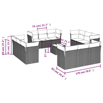 Set Divani Giardino 13 pz con Cuscini Grigio Chiaro Polyrattan
