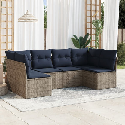 Set Divani da Giardino 6 pz con Cuscini Grigio in Polyrattan