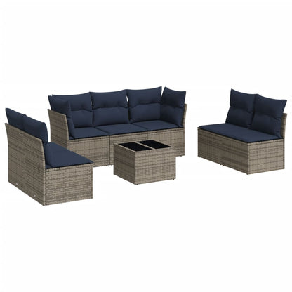 Set Divani da Giardino 8 pz con Cuscini Grigio in Polyrattan