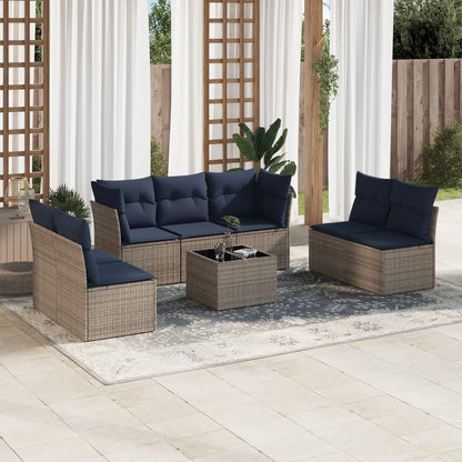 Set Divani da Giardino 8 pz con Cuscini Grigio in Polyrattan