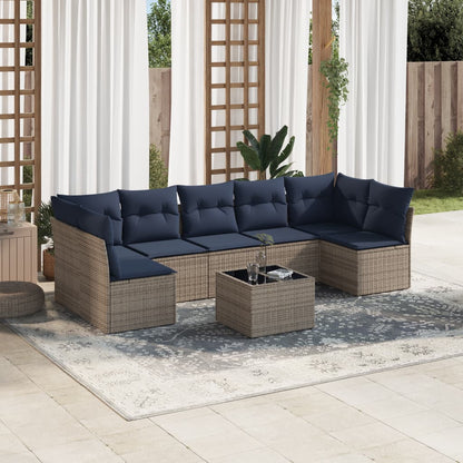 Set Divani da Giardino 8 pz con Cuscini Grigio in Polyrattan