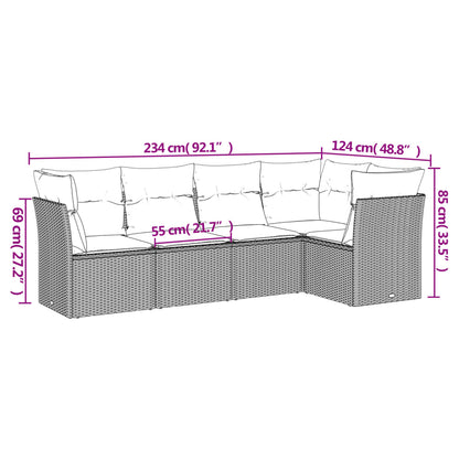 Set Divani da Giardino 5 pz con Cuscini Grigio in Polyrattan