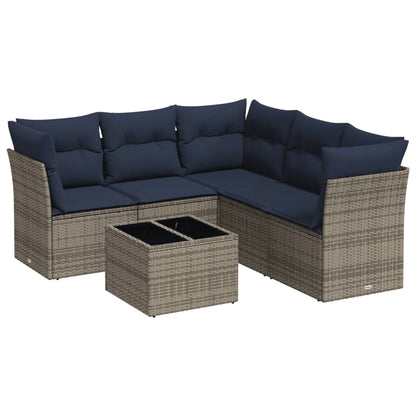 Set Divani da Giardino 6 pz con Cuscini Grigio in Polyrattan