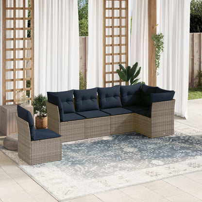 Set Divani da Giardino 6 pz con Cuscini Grigio in Polyrattan