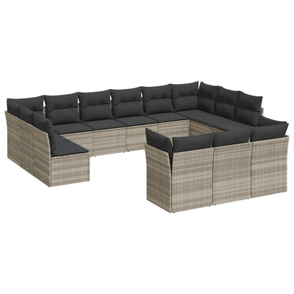 Set Divani Giardino 13 pz con Cuscini Grigio Chiaro Polyrattan