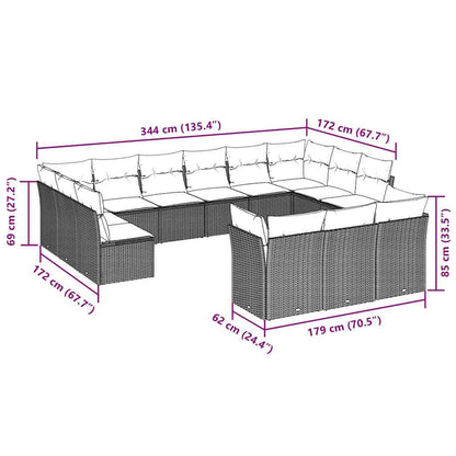Set Divani Giardino 13 pz con Cuscini Grigio Chiaro Polyrattan