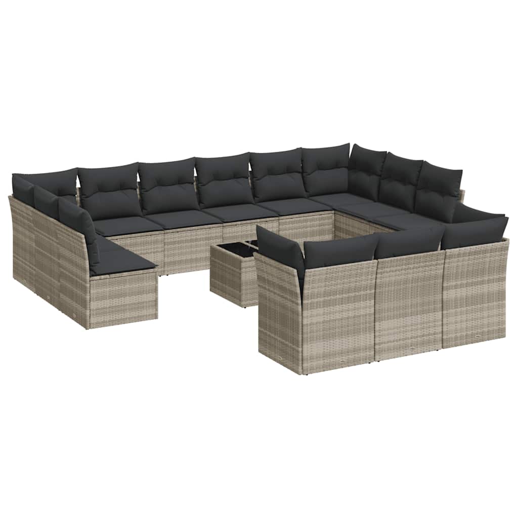 Set Divani da Giardino 14pz con Cuscini in Polyrattan