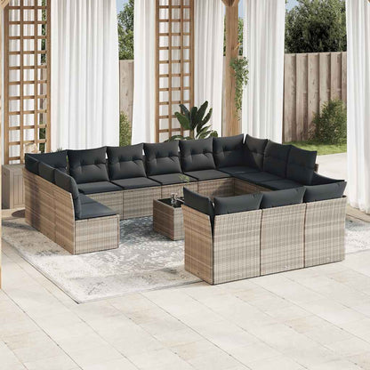 Set Divani da Giardino 14pz con Cuscini in Polyrattan