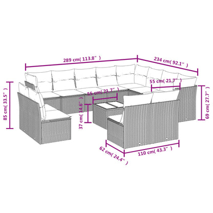 Set Divani da Giardino 13 pz con Cuscini Marrone in Polyrattan