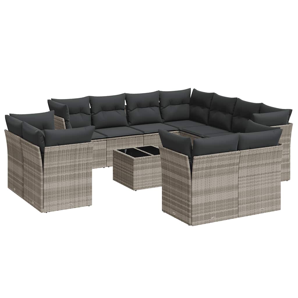 Set Divano Giardino 12 pz con Cuscini Grigio Chiaro Polyrattan