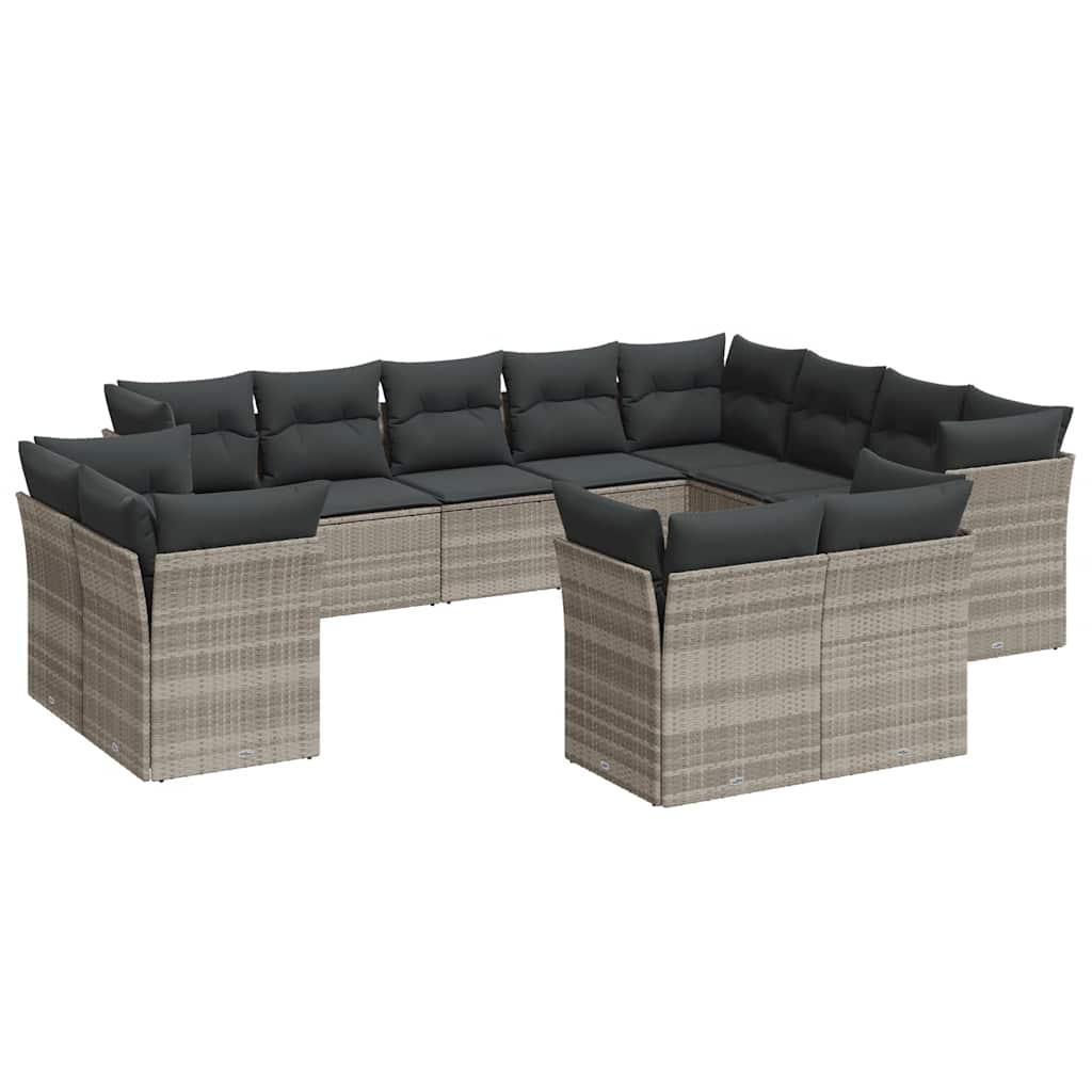 Set Divano Giardino 12 pz con Cuscini Grigio Chiaro Polyrattan