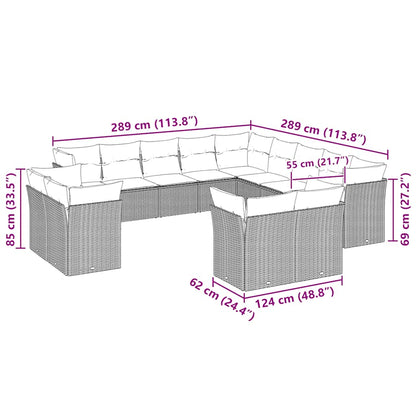 Set Divani Giardino 13 pz con Cuscini Grigio Chiaro Polyrattan