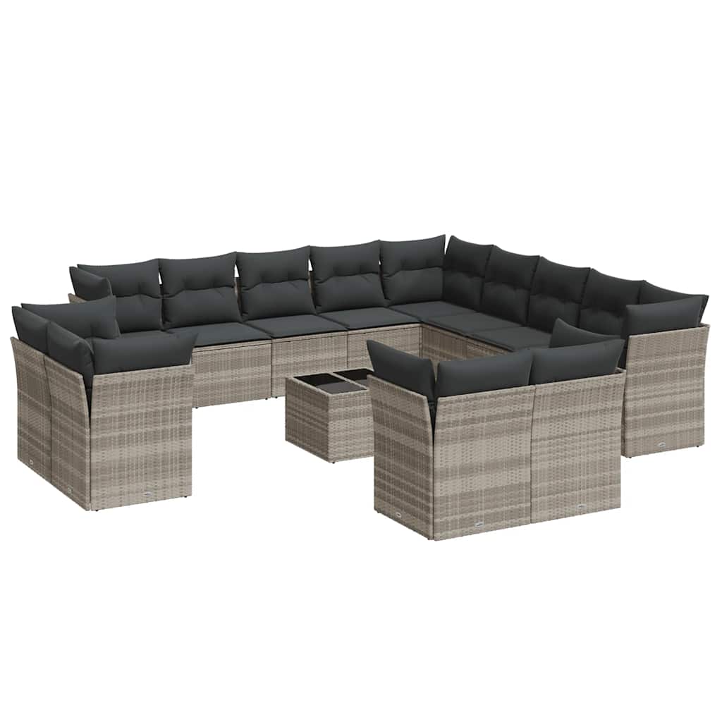 Set Divani da Giardino 14pz con Cuscini in Polyrattan