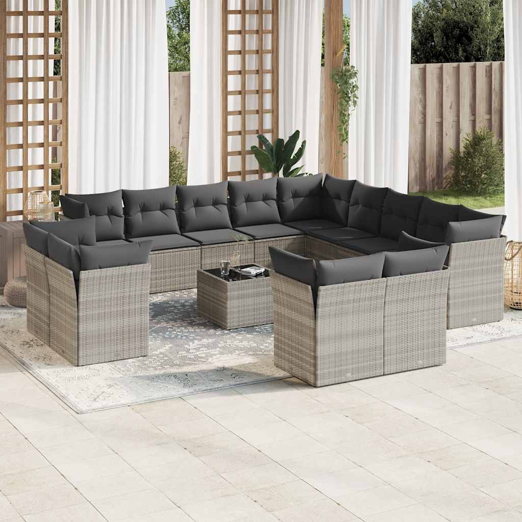 Set Divani da Giardino 14pz con Cuscini in Polyrattan