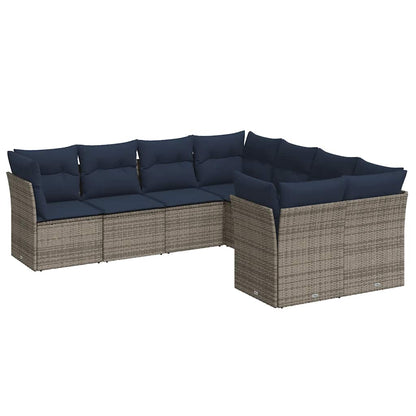Set Divani da Giardino 8 pz con Cuscini Grigio in Polyrattan