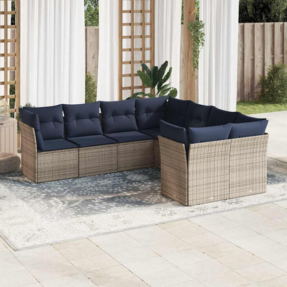 Set Divani da Giardino 8 pz con Cuscini Grigio in Polyrattan