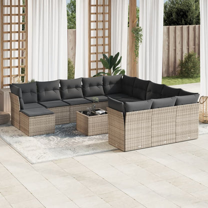 Set Divani da Giardino 13 pz con Cuscini Grigio in Polyrattan