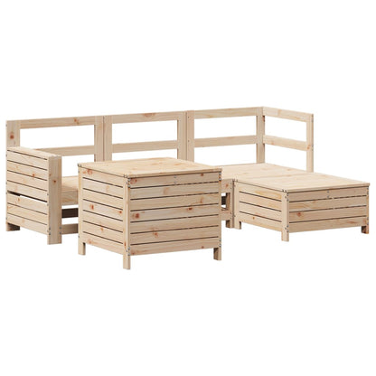 Set Divani da Giardino 5 pz in Legno Massello di Pino
