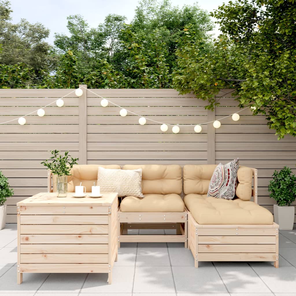 Set Divani da Giardino 5 pz in Legno Massello di Pino