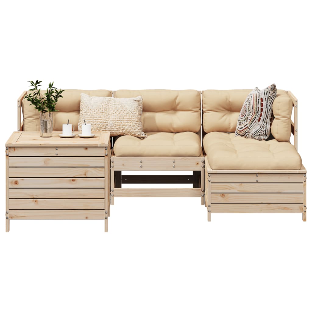Set Divani da Giardino 5 pz in Legno Massello di Pino