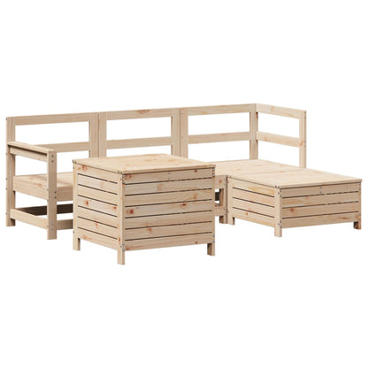 Set Divani da Giardino 5 pz in Legno Massello di Pino