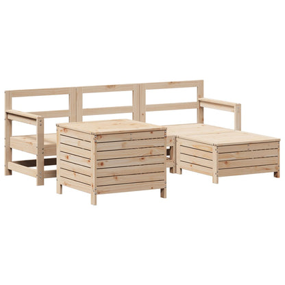 Set Divani da Giardino 5 pz in Legno Massello di Pino