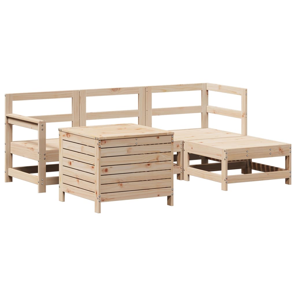 Set Divani da Giardino 5 pz in Legno Massello di Pino