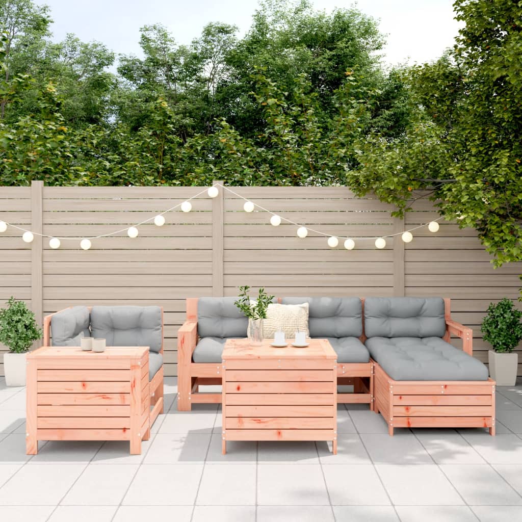 Set Divani da Giardino 7 pz in Legno Massello Abete Douglas
