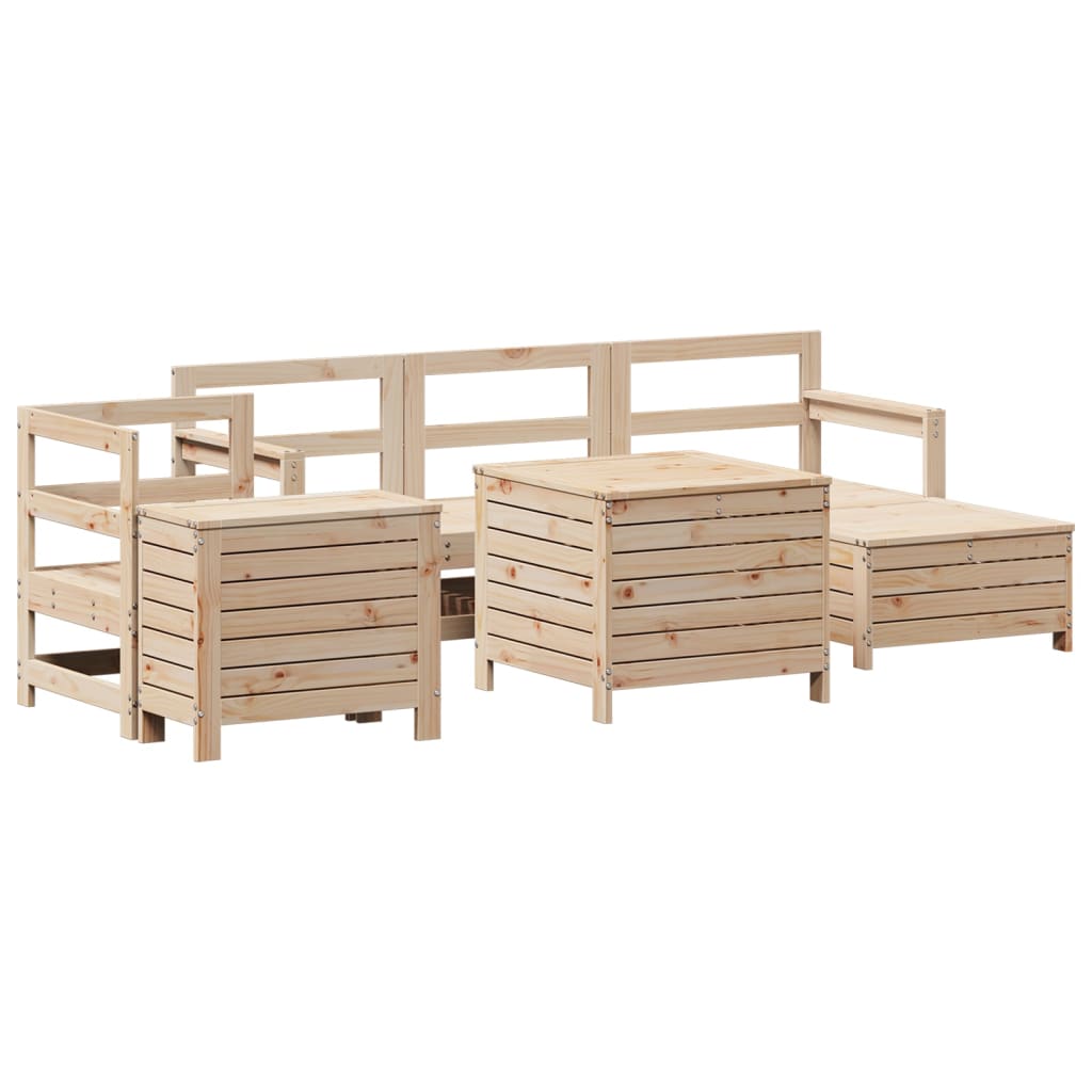 Set Divani da Giardino 7 pz in Legno Massello di Pino
