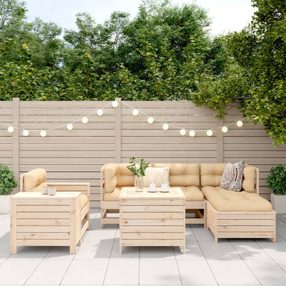 Set Divani da Giardino 7 pz in Legno Massello di Pino