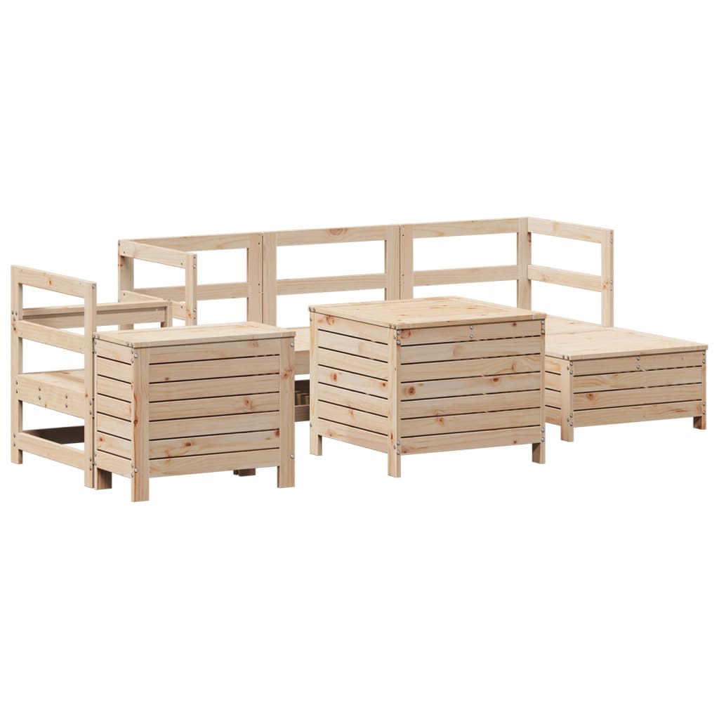 Set Divani da Giardino 7 pz in Legno Massello di Pino