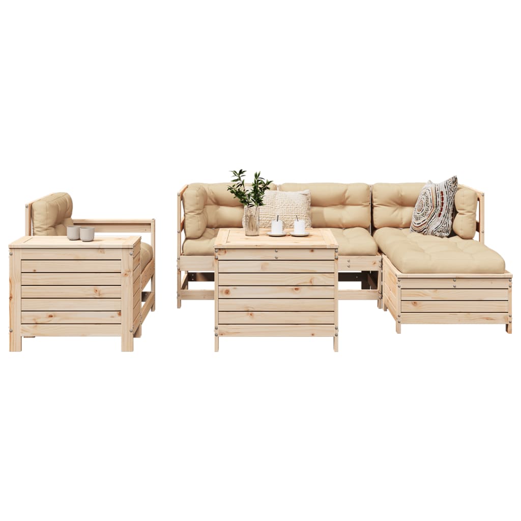 Set Divani da Giardino 7 pz in Legno Massello di Pino