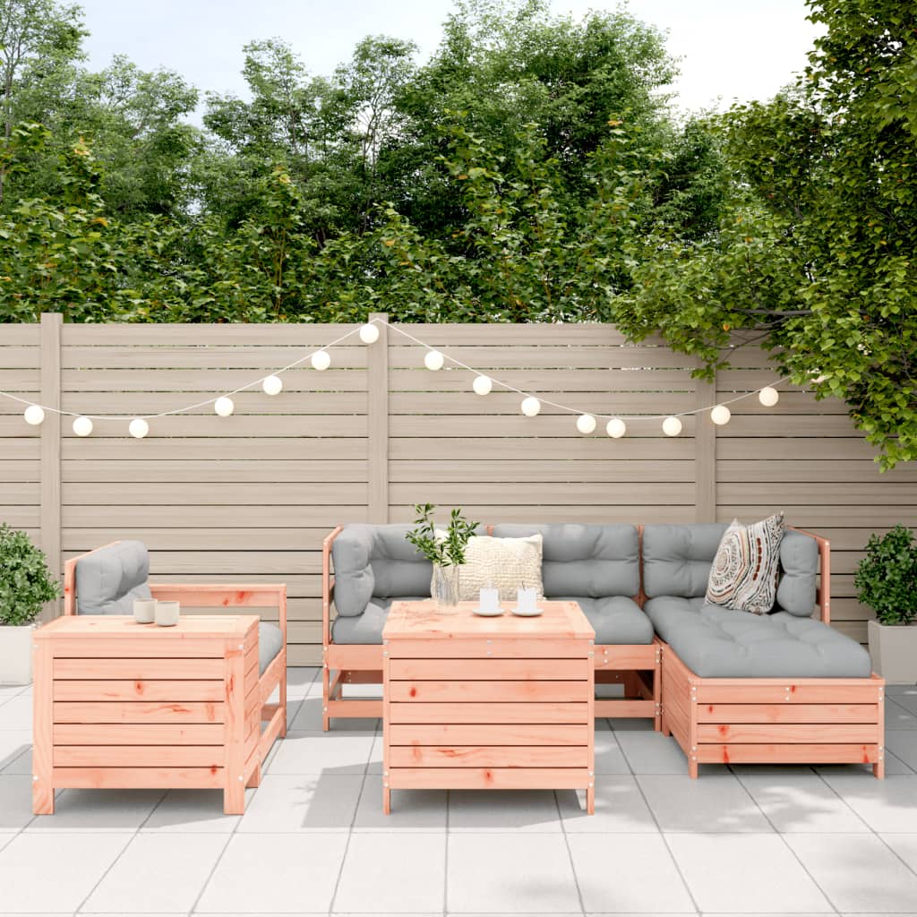 Set Divani da Giardino 7 pz in Legno Massello Abete Douglas