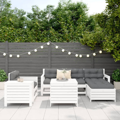Set Divani da Giardino 7 pz Bianco in Legno Massello di Pino