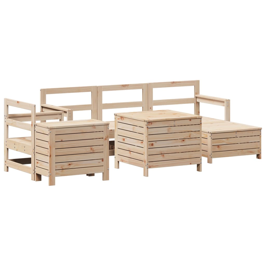 Set Divani da Giardino 7 pz in Legno Massello di Pino