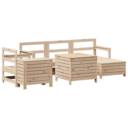 Set Divani da Giardino 7 pz in Legno Massello di Pino