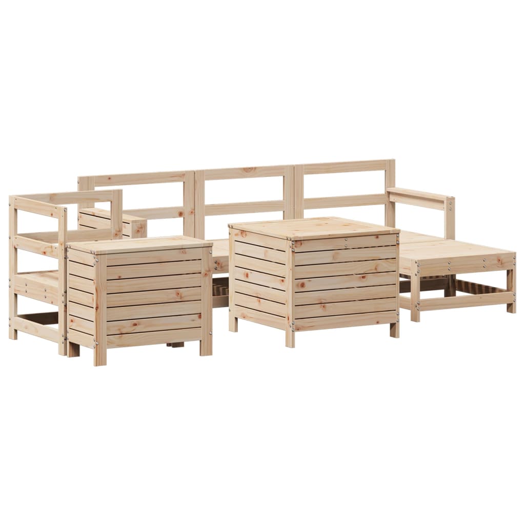 Set Divani da Giardino 7 pz in Legno Massello di Pino