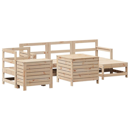 Set Divani da Giardino 7 pz in Legno Massello di Pino