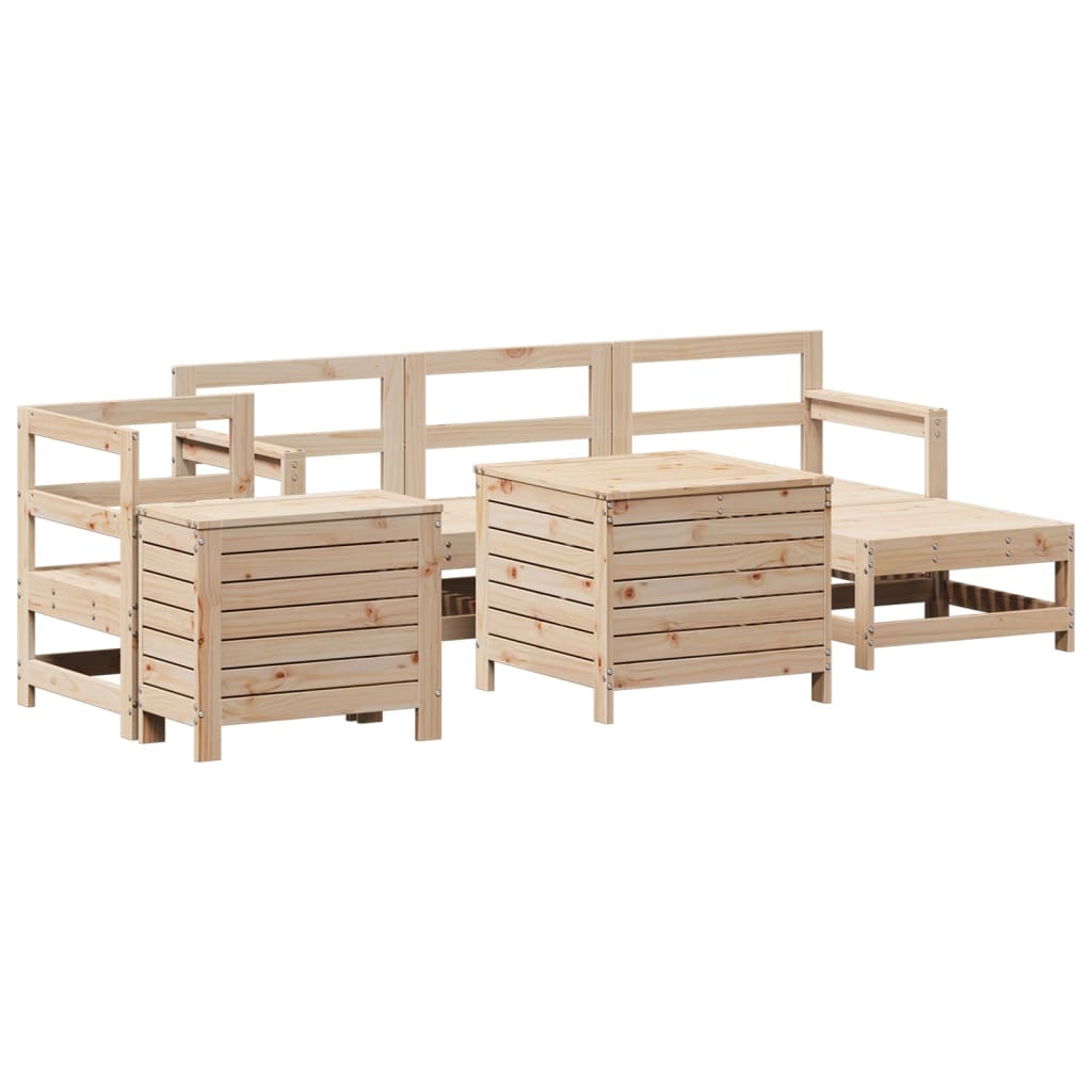 Set Divani da Giardino 7 pz in Legno Massello di Pino
