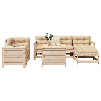 Set Divani da Giardino 7 pz in Legno Massello di Pino