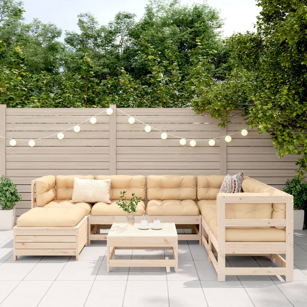 Set Divani da Giardino 8 pz in Legno Massello di Pino