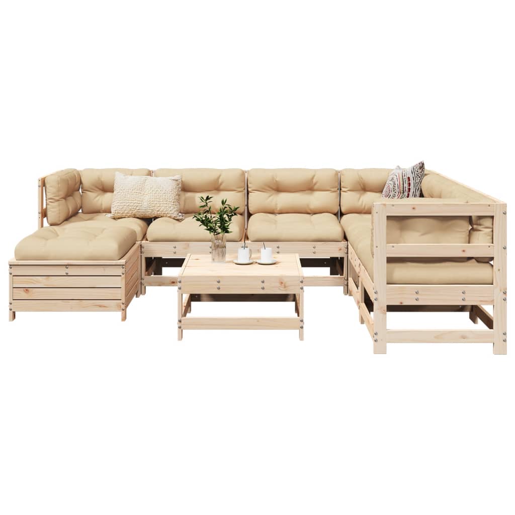 Set Divani da Giardino 8 pz in Legno Massello di Pino