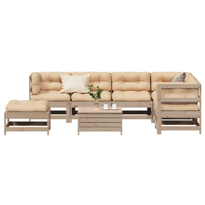 Set Salotto Giardino 8 pz Cuscini Antracite Legno Massello Pino