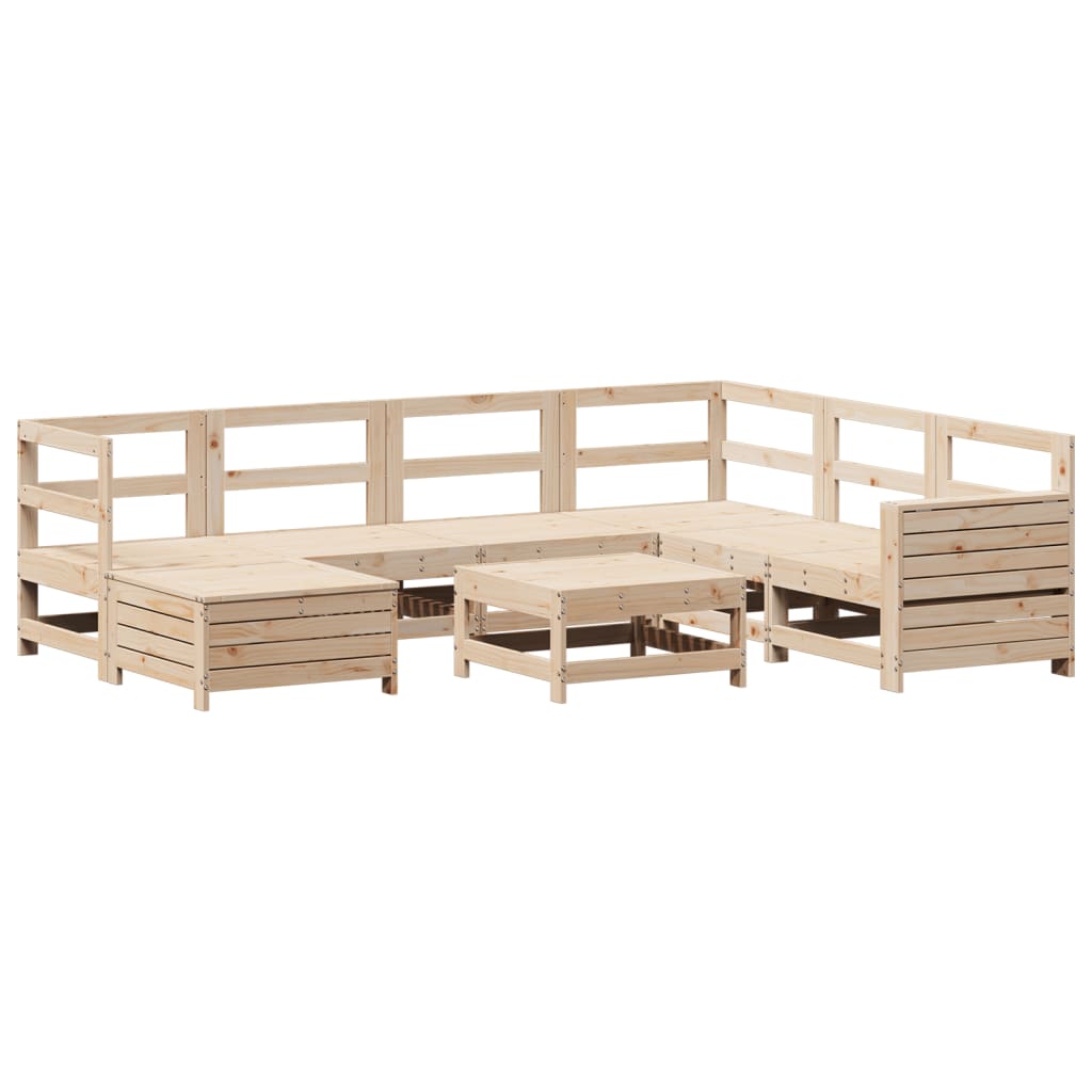 Set Divani da Giardino 8 pz in Legno Massello di Pino