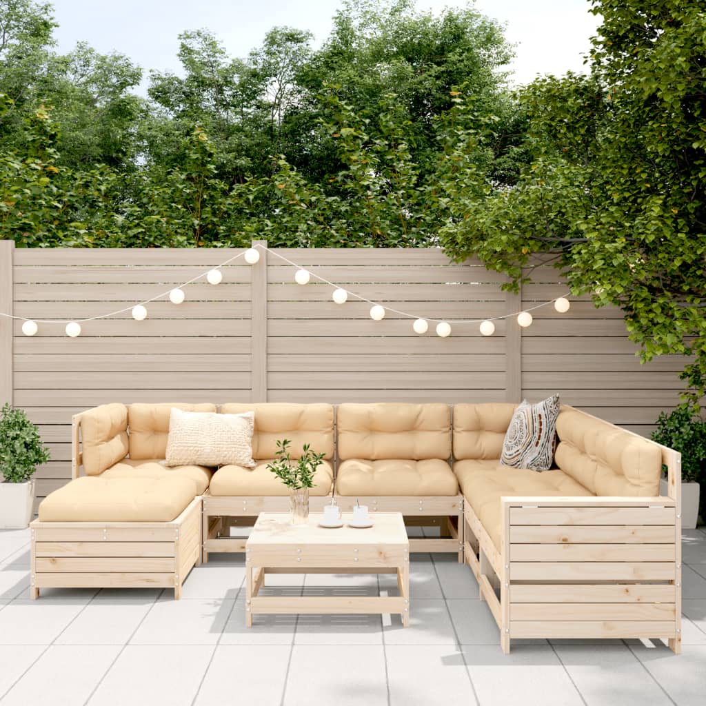 Set Divani da Giardino 8 pz in Legno Massello di Pino