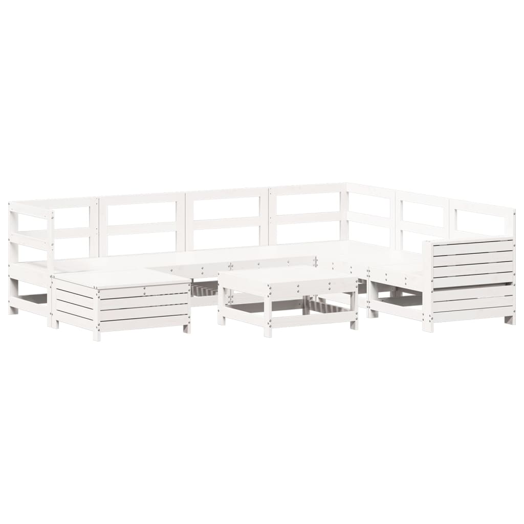 Set Divani da Giardino 8 pz in Legno Massello di Pino Bianco