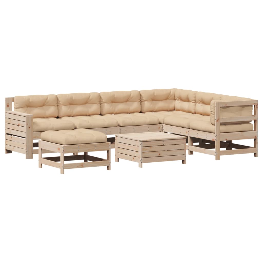 Set Salotto Giardino 8 pz Cuscini Antracite Legno Massello Pino