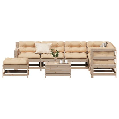Set Salotto Giardino 8 pz Cuscini Antracite Legno Massello Pino
