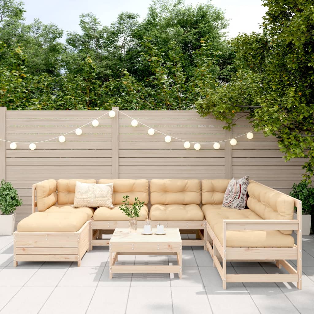 Set Divani da Giardino 8 pz in Legno Massello di Pino